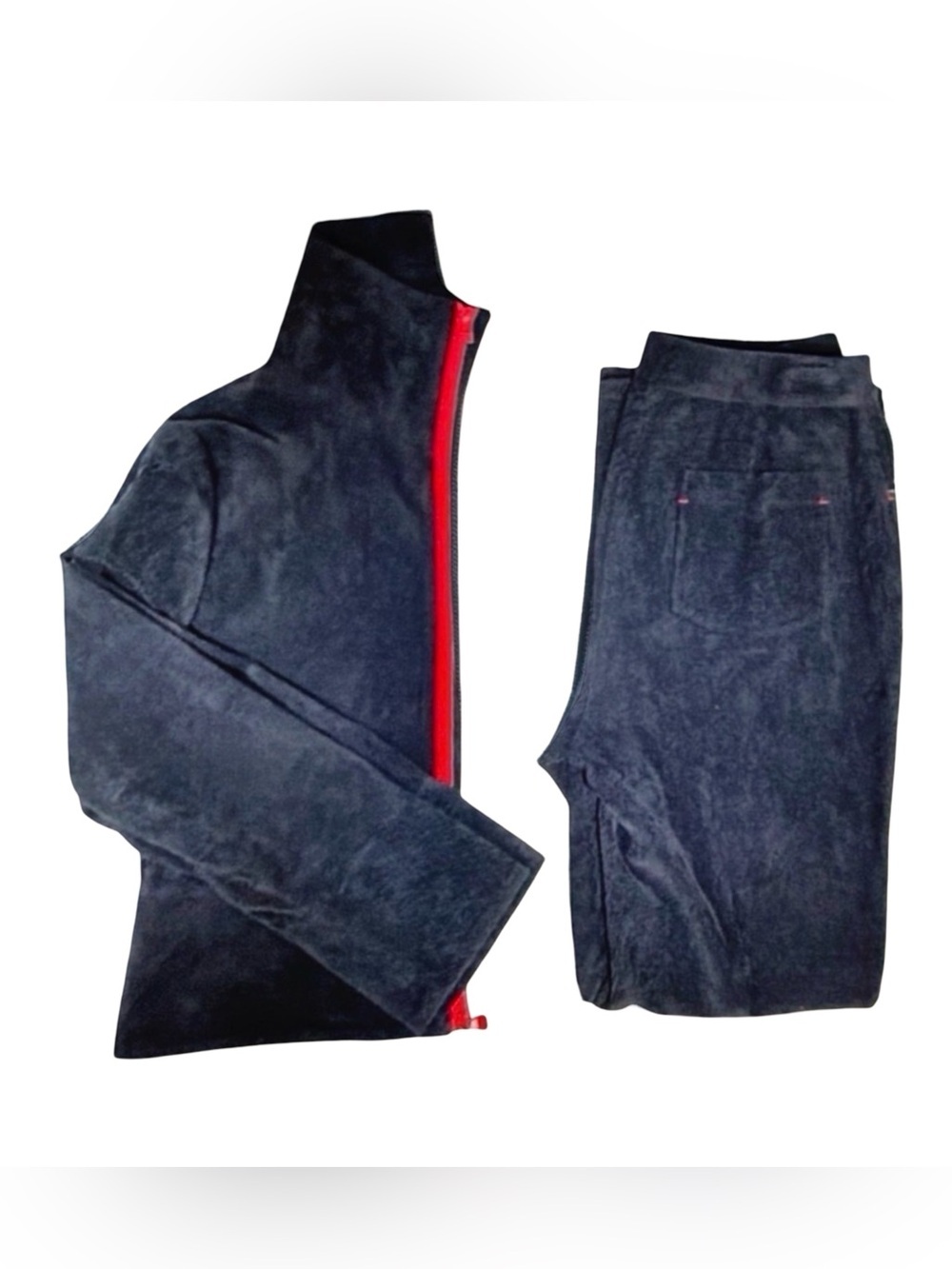 600 West Women's Black Velour Track Suit Set | Red Zip | Jacket M | Pants 6 - Picture 14 of 16